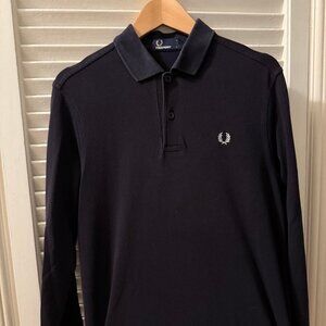 Youth LARGE Long Sleeve FRED PERRY Polo - Black